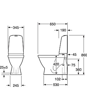 Toalettstol Nautic 1500 - dolt s-lås, Hygienic Flush