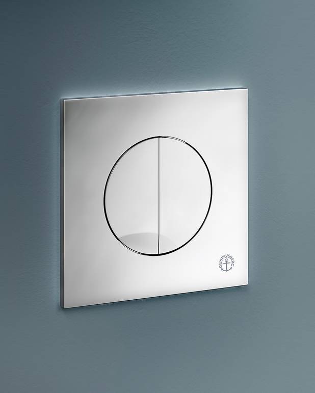 Flush button for fixture XS - wall control panel, round - Manufactured in plastic with a polished chrome surface
For front installation on Triomont XS
Available in different colours and materials