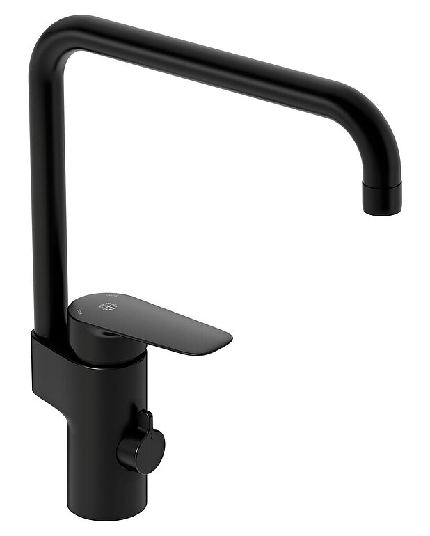 Kitchen mixer Atlantic - high spout - Pivoting spout 110° (0° and 60° block included)
ECO Flow adapted flow
Cold-start, only cold water when the lever is in straight forward position