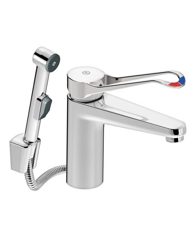 Washbasin mixer New Nautic, 150mm spout - Contains less than 0.1% lead 
Energy Class A
Cold-start, only cold water when the lever is in straight forward position