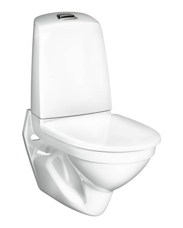 Wall-hung toilet Nautic 1522 - with cistern, Hygienic Flush - Easy-to-clean and minimalistic design
Space between tank and wall for easier cleaning
With open, glazed flush edge for simplified cleaning
