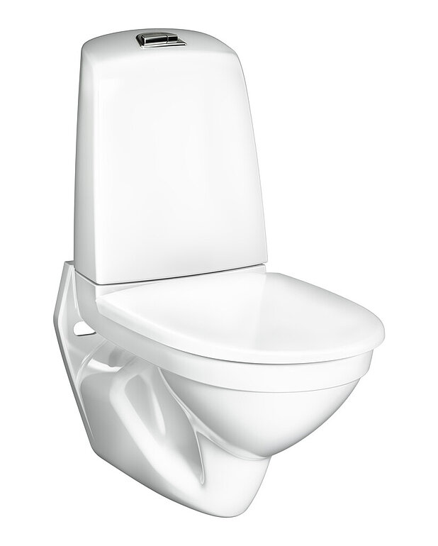 Vägghängd toalett Nautic 1522 - med cistern, Hygienic Flush - Städvänlig och minimalistisk design
Utrymme bakom tank för enklare rengöring
Med öppen spolkant för enklare rengöring