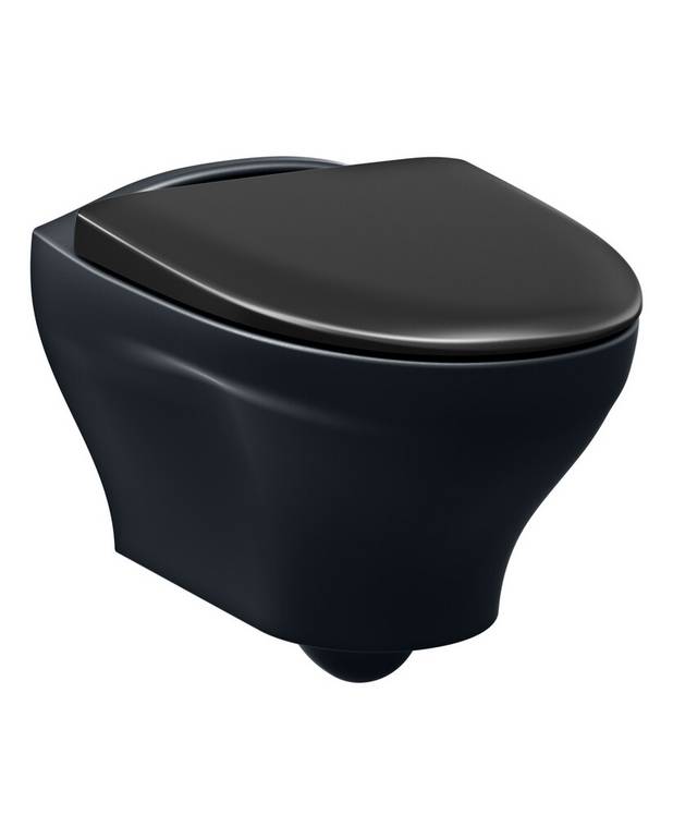 Wall hung toilet Estetic 8330 - Hygienic Flush - A matt color that matches other matt black products
Hygienic Flush: open flush rim for easier cleaning
Suprafix: concealed wall fixture for neater installation and simpler cleaning