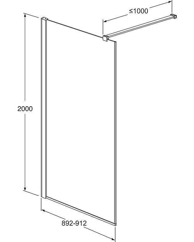 Square suihkuseinä - Mittapiirros - Square_90_shower_wall.jpg
