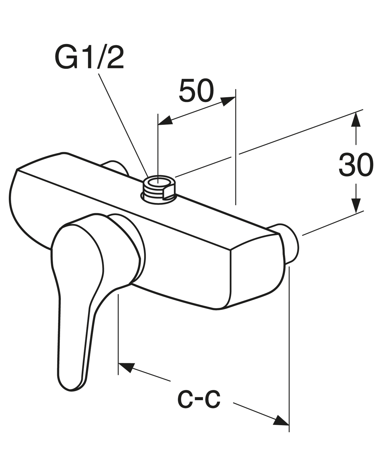Смеситель для душа Nordic с одной ручкой С подключением к душу сверху ...