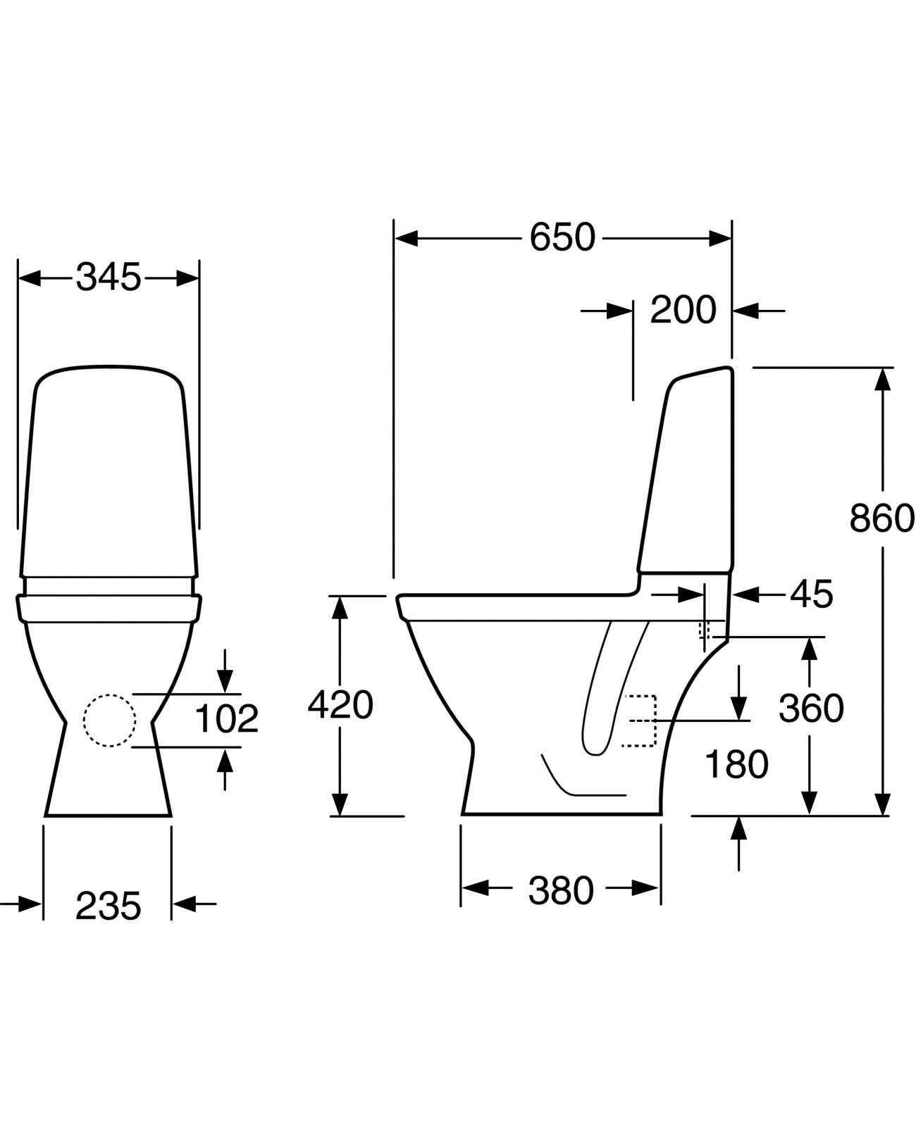 Унитаз Nautic 5510L со скрытым горизонтальным выпуском Двойной смыв 2/4 ...