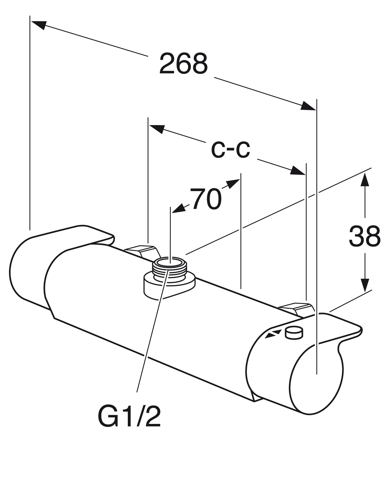 Shower faucet Estetic thermostat Matte black Outlet upward, 160 cc