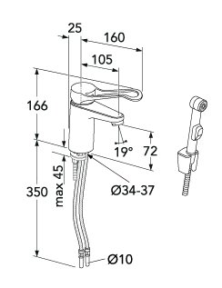 Washbasin mixer New  Care - Drawing - Gustavsberg_Washbasin_mixer_Care_Side_spray.jpg