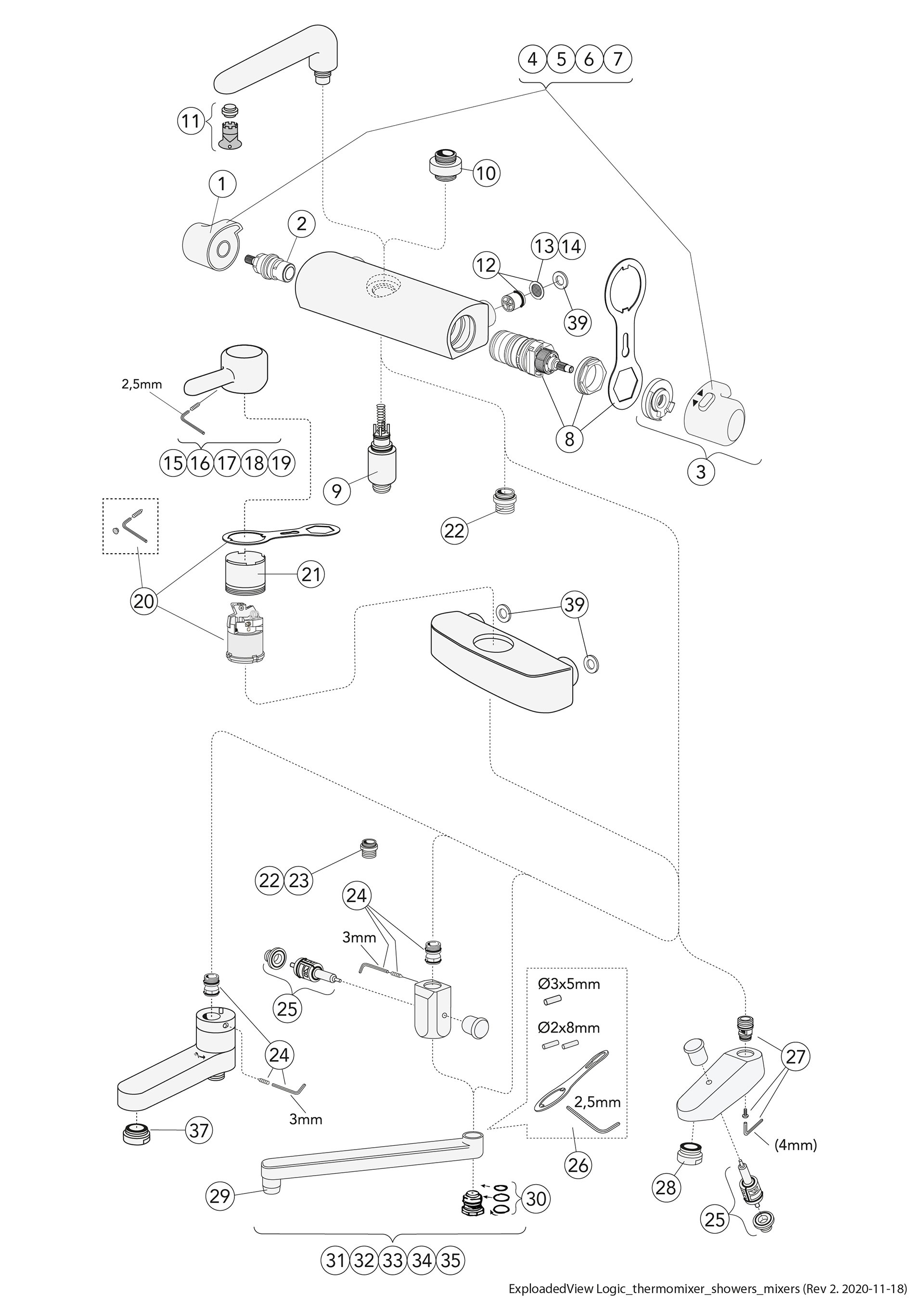 Spareparts/ExplodedView-SP/ExploadedView_Logic_thermostatic_shower_mixers.jpg