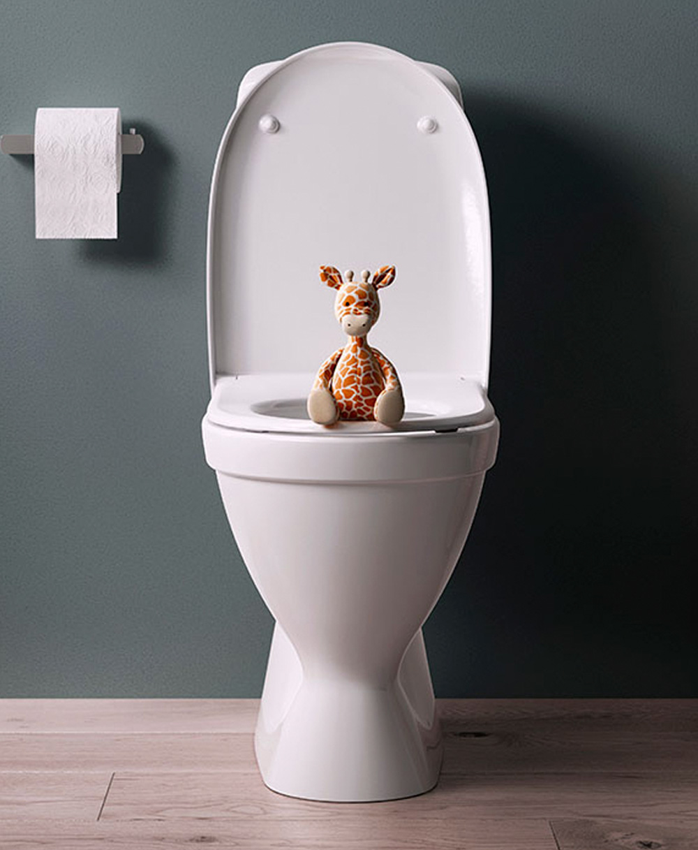 Nautic toalett med giraff på sitsen