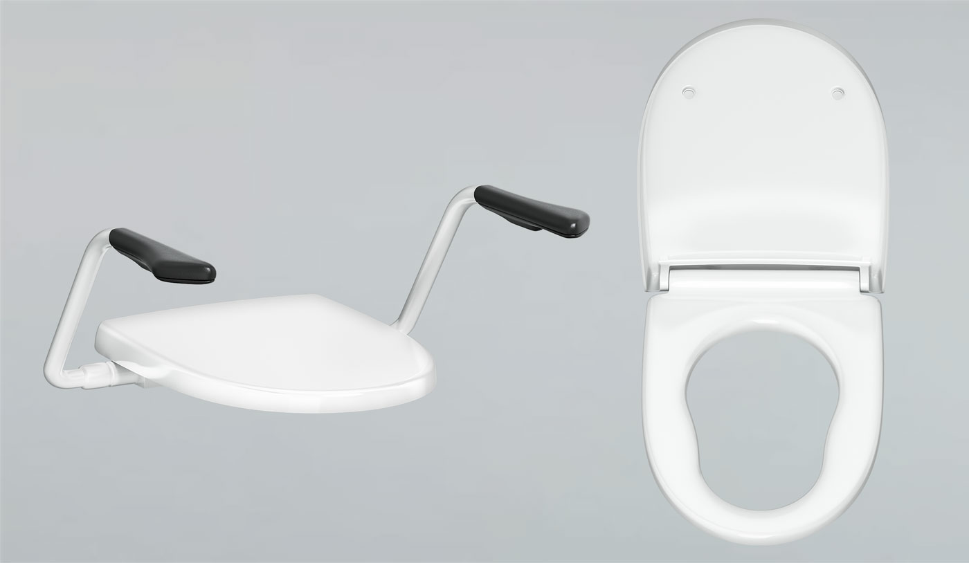 Bilder på Nautic Care toalettsits kombinerad med stödhandtag.